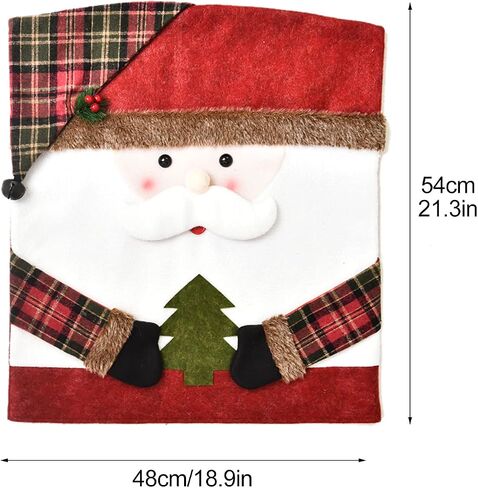 SAHLA Christmas Chair Covers Set of 3, Santa Claus Snowman Reindeer Xmas Dinner Chairs Cover Christmas Chair Back Cover Dinner Table Chair Slipcovers for Xmas Home Kitchen Decorations Ornaments in Saudi Arabia