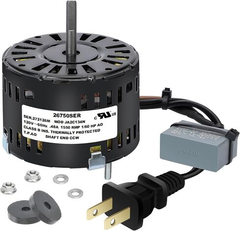 26750SER Bathroom Fan Motor Replacement - Smooth, Low-Noise Operation - Quiet 1550 RPM, CCW - 1/60 HP - Compatible with JA26024 AL4125A JA2C134 JA2C134N - Fits Models 8000 8090 8141 8220 600-609 in Saudi Arabia
