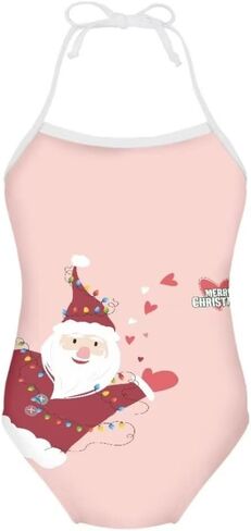 Girls Christmas Halter Modest One Piece Swimsuit Hawaiian Summer Beach Swimwear 3-10 Years in Saudi Arabia