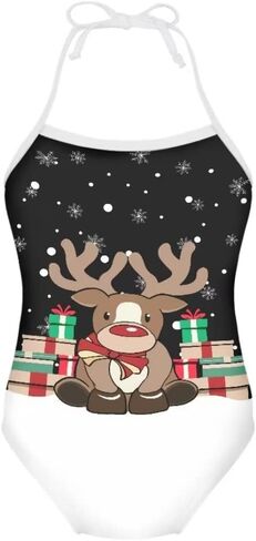 Girls Christmas Halter Modest One Piece Swimsuit Hawaiian Summer Beach Swimwear 3-10 Years in Saudi Arabia