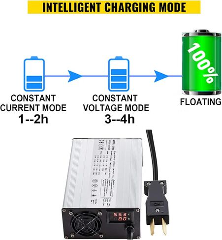 VEVOR Golf Cart Battery Charger 36V Club Car Charger 18A Golf Cart Electric Charger Splayed Plug/LED Club Car Battery Charger Aluminum Shell Power Wise Golf Cart Battery Charger for Ez Go Yamaha in Saudi Arabia