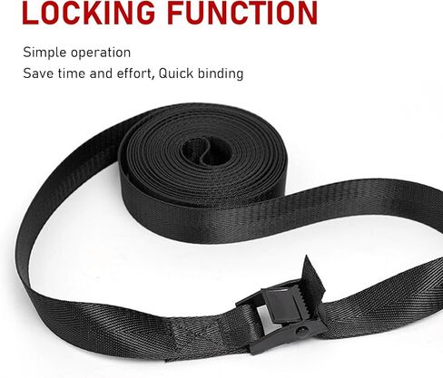 gunhunt 2 PCS Cargo Bundle Strap، 16.4Ft x 0.98In، مشبك حزام قابل للتعديل، حزام سحب مقطورة، شريط ثابت للسيارة، حزام من النايلون، لسقف السيارة، السفينة، الشاحنة (أسود) in Kuwait