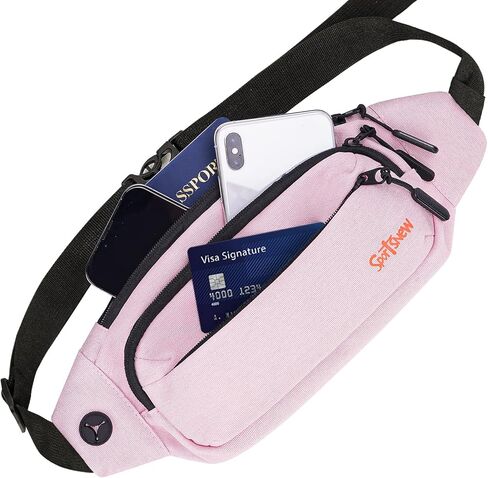 حقائب فاني كبيرة للرجال للنساء مع 5 جيوب بسحاب، حقيبة خصر للجري والتمارين الرياضية والسفر، وردي in Kuwait