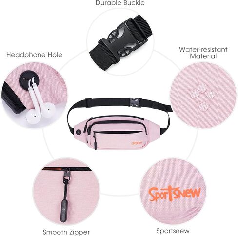 حقائب فاني كبيرة للرجال للنساء مع 5 جيوب بسحاب، حقيبة خصر للجري والتمارين الرياضية والسفر، وردي in Kuwait