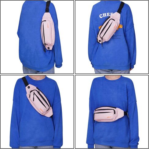 حقائب فاني كبيرة للرجال للنساء مع 5 جيوب بسحاب، حقيبة خصر للجري والتمارين الرياضية والسفر، وردي in Kuwait