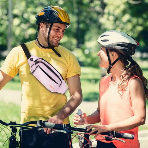 حقائب فاني كبيرة للرجال للنساء مع 5 جيوب بسحاب، حقيبة خصر للجري والتمارين الرياضية والسفر، وردي in Kuwait