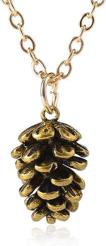 Metal Pine Nuts Necklace Charm Retro Pinecone Nut Plant Specimen Pendants Necklace for Women Jewelry Accessories in Kuwait
