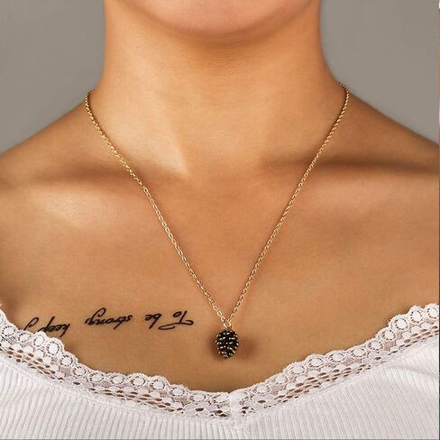 Metal Pine Nuts Necklace Charm Retro Pinecone Nut Plant Specimen Pendants Necklace for Women Jewelry Accessories in Kuwait