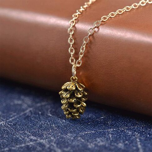 Metal Pine Nuts Necklace Charm Retro Pinecone Nut Plant Specimen Pendants Necklace for Women Jewelry Accessories in Kuwait