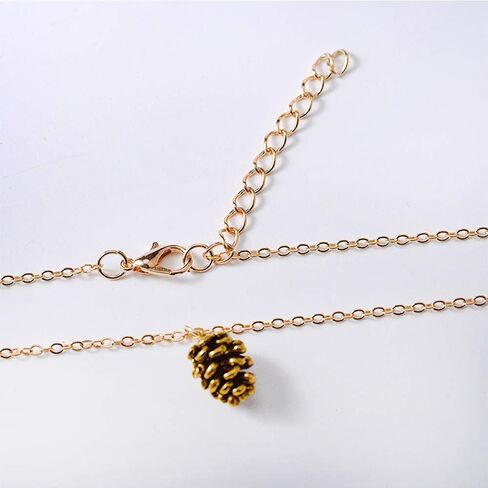 Metal Pine Nuts Necklace Charm Retro Pinecone Nut Plant Specimen Pendants Necklace for Women Jewelry Accessories in Kuwait