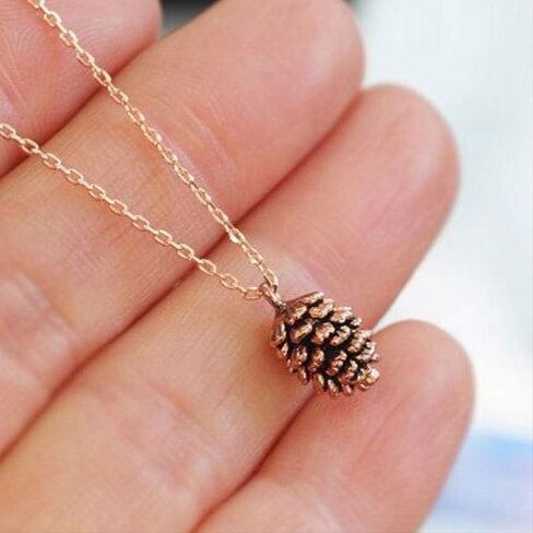 Metal Pine Nuts Necklace Charm Retro Pinecone Nut Plant Specimen Pendants Necklace for Women Jewelry Accessories in Kuwait