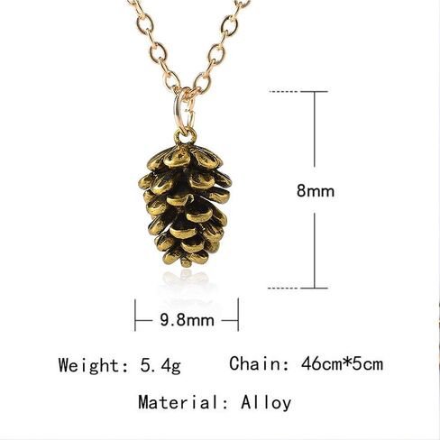 Metal Pine Nuts Necklace Charm Retro Pinecone Nut Plant Specimen Pendants Necklace for Women Jewelry Accessories in Kuwait