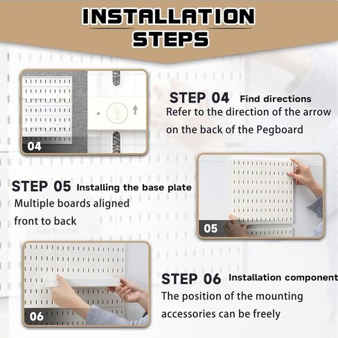 Pegboard Combination Kit, 6Pcs White Peg Boards Wall Organizer Panels with 14 Accessories for Craft Room, Kitchen, Living Room, Bathroom, Study Room (White Kit) in Saudi Arabia