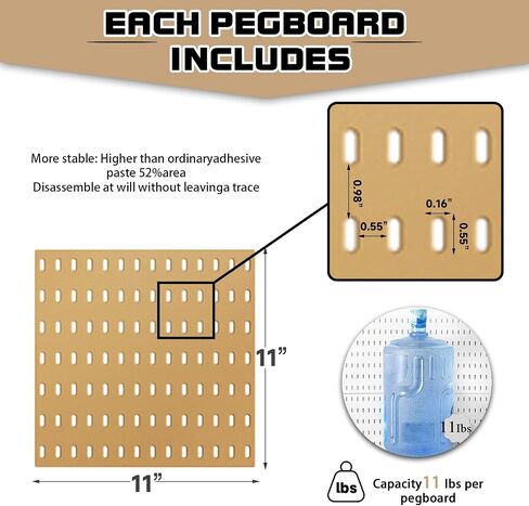 Pegboard Combination Kit, 6Pcs White Peg Boards Wall Organizer Panels with 14 Accessories for Craft Room, Kitchen, Living Room, Bathroom, Study Room (White Kit) in Saudi Arabia