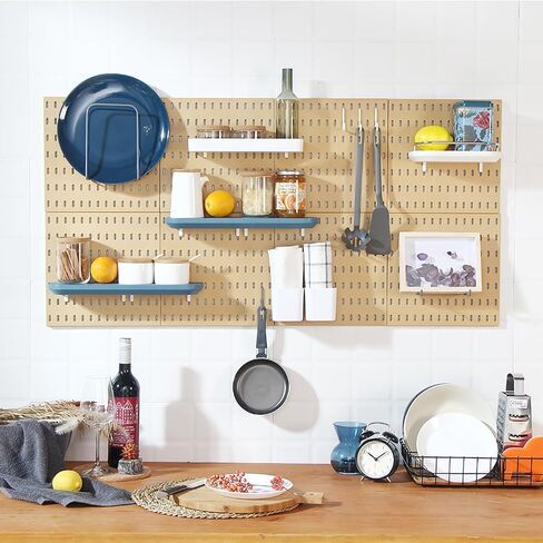 Pegboard Combination Kit, 6Pcs White Peg Boards Wall Organizer Panels with 14 Accessories for Craft Room, Kitchen, Living Room, Bathroom, Study Room (White Kit) in Saudi Arabia