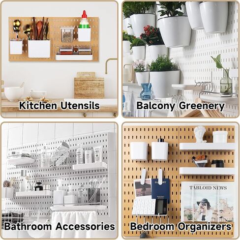 Pegboard Combination Kit, 6Pcs White Peg Boards Wall Organizer Panels with 14 Accessories for Craft Room, Kitchen, Living Room, Bathroom, Study Room (White Kit) in Saudi Arabia