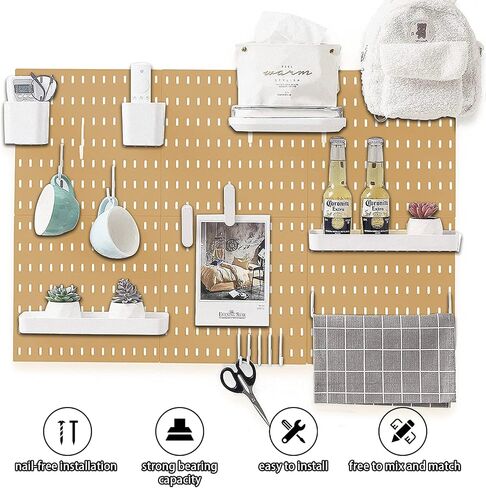 Pegboard Combination Kit, 6Pcs White Peg Boards Wall Organizer Panels with 14 Accessories for Craft Room, Kitchen, Living Room, Bathroom, Study Room (White Kit) in Saudi Arabia
