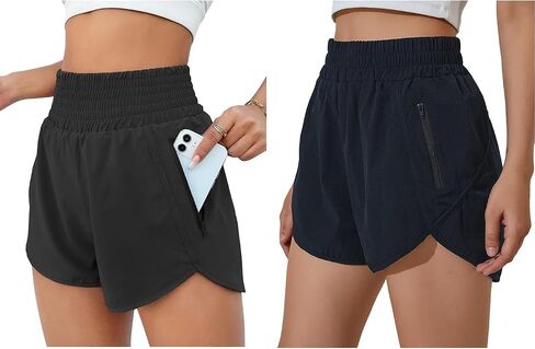 BMJL Women's Athletic Shorts High Waisted Running Shorts Pocket Sporty Short Gym Elastic Workout Shorts (X-Large,Black) in Saudi Arabia