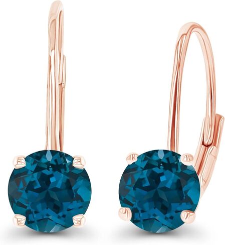 14k Gold Plated 925 Sterling Silver 5mm Round Hypoallergenic Genuine Birthstone Leverback Earrings in Kuwait