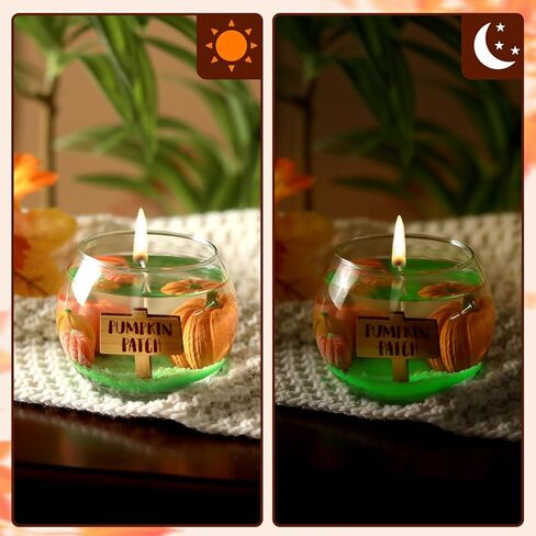 شمعة شبح الهالوين، شمعة على شكل وعاء تتوهج في الظلام مع جاك أو فانوس يا بو الخريف، قطعة مركزية لطاولة الخريف، هدية تزيين العطلات المعطرة لمجموعة من 1 in Kuwait