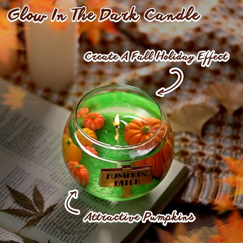 شمعة شبح الهالوين، شمعة على شكل وعاء تتوهج في الظلام مع جاك أو فانوس يا بو الخريف، قطعة مركزية لطاولة الخريف، هدية تزيين العطلات المعطرة لمجموعة من 1 in Kuwait