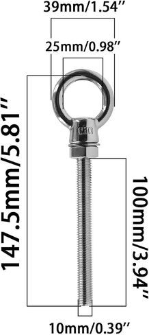 Threaded Eyebolts,Heavy Duty Long Threaded Eye Bolts,Stainless Steel Marine Grade Shoulder Lifting Ring with Nuts Washers 5 Pack M10*120 in Saudi Arabia