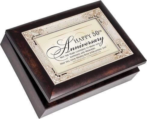 Cottage Garden Happy 50th Anniversary Burlwood Jewelry Music Box Plays How Great Thou Art in Saudi Arabia