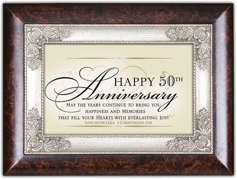 Cottage Garden Happy 50th Anniversary Burlwood Jewelry Music Box Plays How Great Thou Art in Saudi Arabia