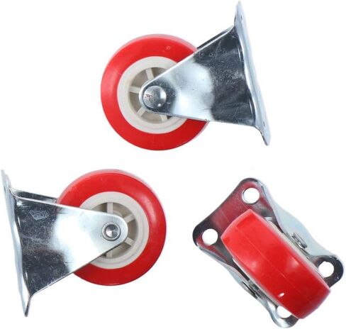 4Pcs Rubber Wheels, Mute Rigid Caster Wheels, 2 inch Fixed Castors, Smooth Trolley Wheels Without Brake for Furniture and Workbench, Red in Saudi Arabia