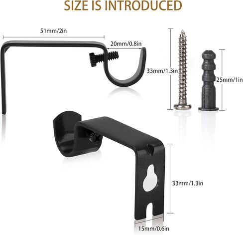 Curtain Rod Wall Bracket Set of 2 Pack Antique Black - for 1/2 inch to 5/8 inch Diameter Single Rods in Saudi Arabia