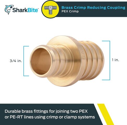 SharkBite 3/8 x 1/2 Inch Crimp Reducing Coupling, Brass Plumbing Fitting, PEX Pipe, PE-RT, UC009LFA in Saudi Arabia
