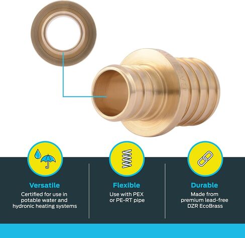 SharkBite 3/8 x 1/2 Inch Crimp Reducing Coupling, Brass Plumbing Fitting, PEX Pipe, PE-RT, UC009LFA in Saudi Arabia