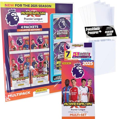 Panini Adrenalyn XL Premier League Soccer Trading Cards 2024-2025 Multipack Plus Multiset & 100 Card Protector Sleeves in Kuwait
