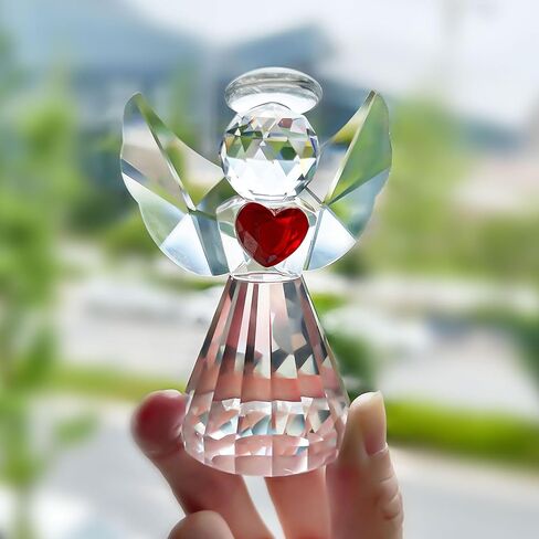 HDCRYSTALGIFTS كريستال جارديان الملاك تمثال فن الزجاج تماثيل الملاك هدايا للنساء طاولة المنزل وزن الورق الديكور زخرفة تحصيل، واضح in Kuwait