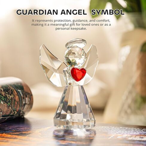 HDCRYSTALGIFTS كريستال جارديان الملاك تمثال فن الزجاج تماثيل الملاك هدايا للنساء طاولة المنزل وزن الورق الديكور زخرفة تحصيل، واضح in Kuwait