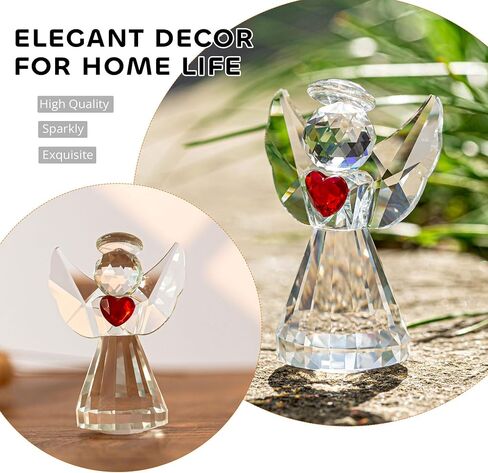 HDCRYSTALGIFTS كريستال جارديان الملاك تمثال فن الزجاج تماثيل الملاك هدايا للنساء طاولة المنزل وزن الورق الديكور زخرفة تحصيل، واضح in Kuwait