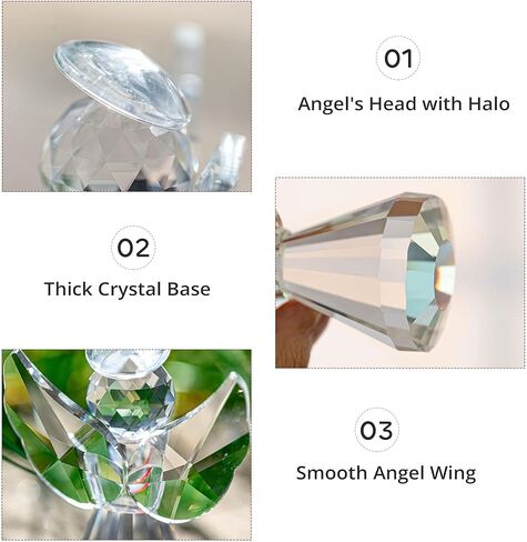 HDCRYSTALGIFTS كريستال جارديان الملاك تمثال فن الزجاج تماثيل الملاك هدايا للنساء طاولة المنزل وزن الورق الديكور زخرفة تحصيل، واضح in Kuwait