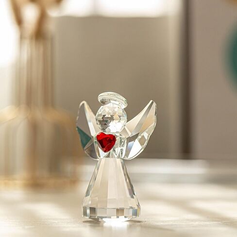 HDCRYSTALGIFTS كريستال جارديان الملاك تمثال فن الزجاج تماثيل الملاك هدايا للنساء طاولة المنزل وزن الورق الديكور زخرفة تحصيل، واضح in Kuwait