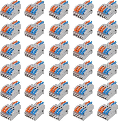 30Pcs Lever Wire Connectors,Screw Terminals Quick Wiring Cable Connector Push in Conductor Quick Wiring Terminal Connectors (2 in 4 Out) in Saudi Arabia