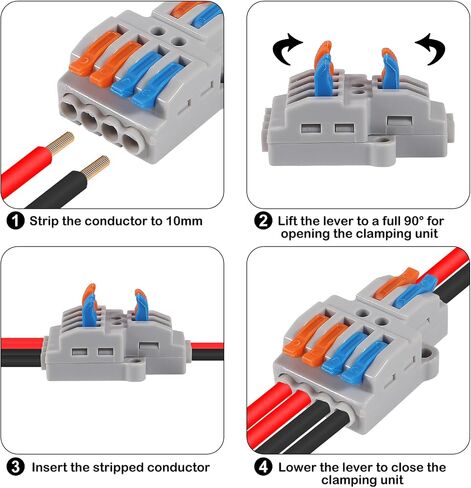 30Pcs Lever Wire Connectors,Screw Terminals Quick Wiring Cable Connector Push in Conductor Quick Wiring Terminal Connectors (2 in 4 Out) in Saudi Arabia