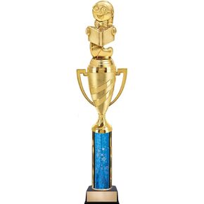 Crown Awards Reading Bookworm Trophy, 14" Reading Bookworm Trophy Prize, Personalize with Free Engraving Prime