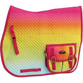 CHALLENGER Horse English Quilted Fur All-Purpose Aussie Saddle Pad Ombre Pockets 72163