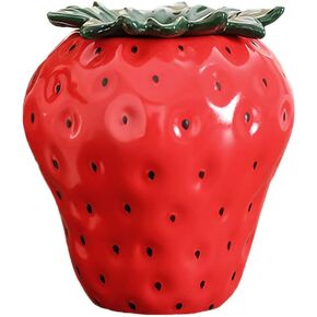 WAIT FLY Strawberry Ceramic Ashtray, Cute Cigar Ashtray for Indoor or Outdoor use, Home Office Decoration Ashtray for Smokers-Red