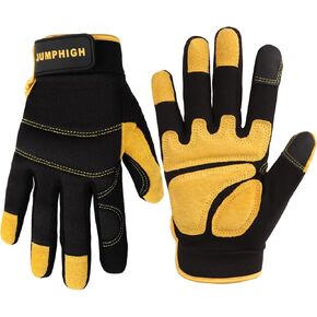 JUMPHIGH Safety Work Gloves, Utility Mechanic Working Gloves High Dexterity Touch Screen for Multipurpose, Excellent Grip