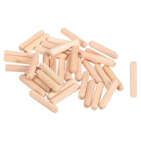 uxcell 300Pcs 1/4"x2" (6mmx50mm) Wooden Dowel Pins, Fluted Wood Beveled Ends Tapered Dowel Hardwood Pegs, Fluted Wood Dowels Rods for Furniture, Crafts, DIY