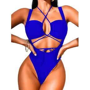 Cutout One Piece Swimsuit,Plunge High Cut Thong Sexy Monokini Bodysuit,Rave Outfit for Women Festival Pool Party