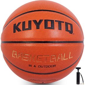 KUYOTQ Size 7 Composite Leather Basketball 29.5" for Youths & Adults Wear Resistant Basketball Perfect for Boys, Teens, and Men for Game and Training(with Pump+Neddles)