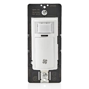 Leviton Humidity Sensor Switch for bathroom exhaust fan, automate ventilation, air circulation, moisture control, ¼ HP, Single Pole, DHS05-1LW, White