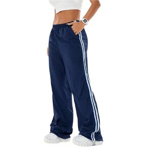 SHENHE Women's Elastic Waist Casual Parachute Pants Y2k Low Rise Loose Pants Track Pants