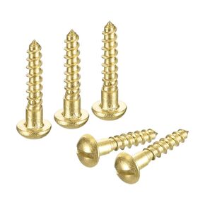 uxcell Wood Screws M3 x 12mm Slotted Round Head Brass Self-Tapping Screw Woodworking Screw 40 Pcs